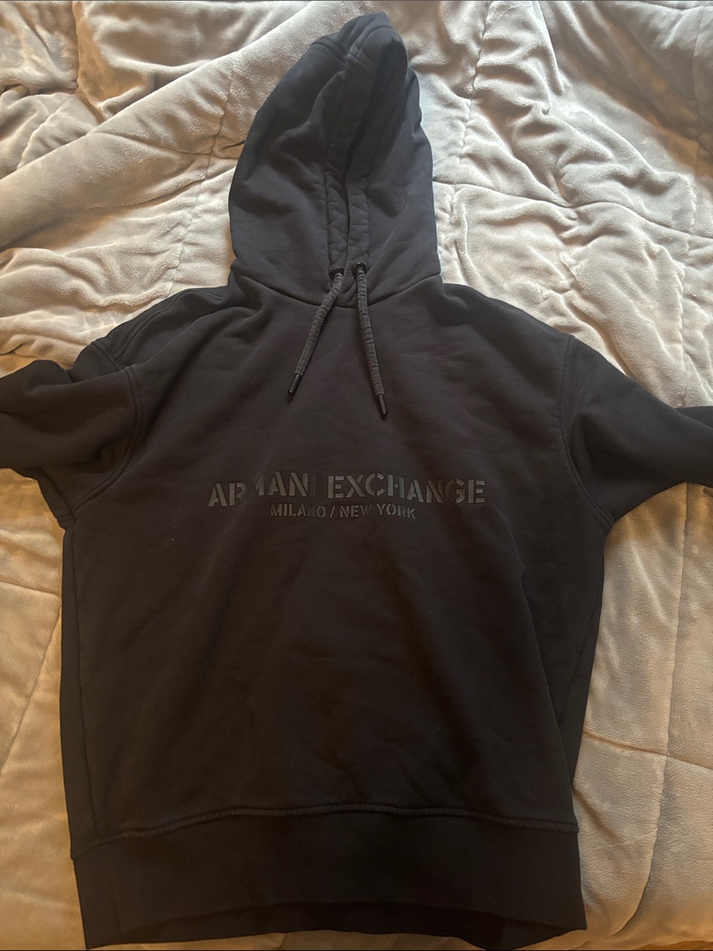 Armani Exchange Black Pullover Hoodie with Subtle Logo